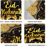 Black Gold Eid Mubarak Banner Backdrop Islamic Party Home Decorations