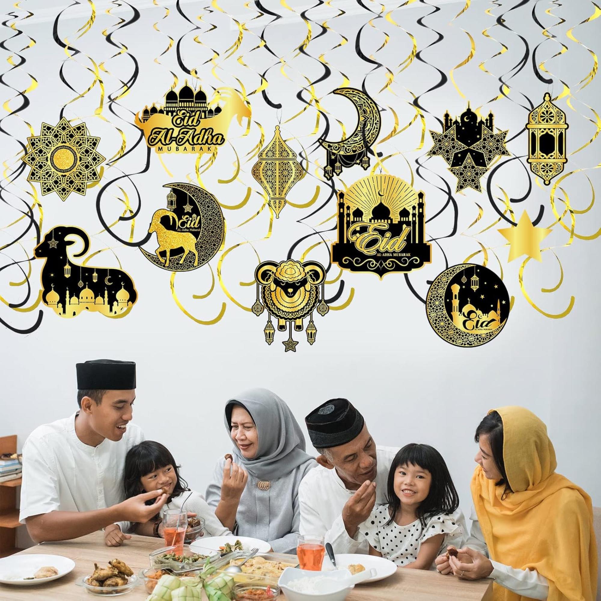 Eid Al Adha Hanging Swirls Eid Mubarak Ramadan Party Ceiling Decorations