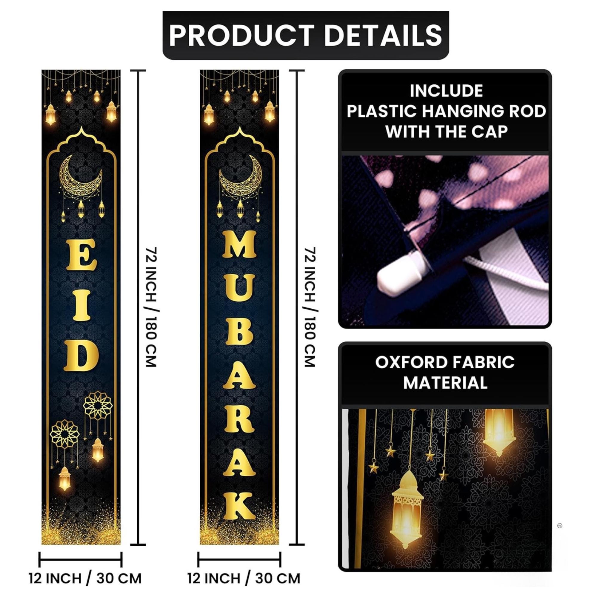 Large Eid Mubarak Door Banner Islamic Porch Sign Home Decorations