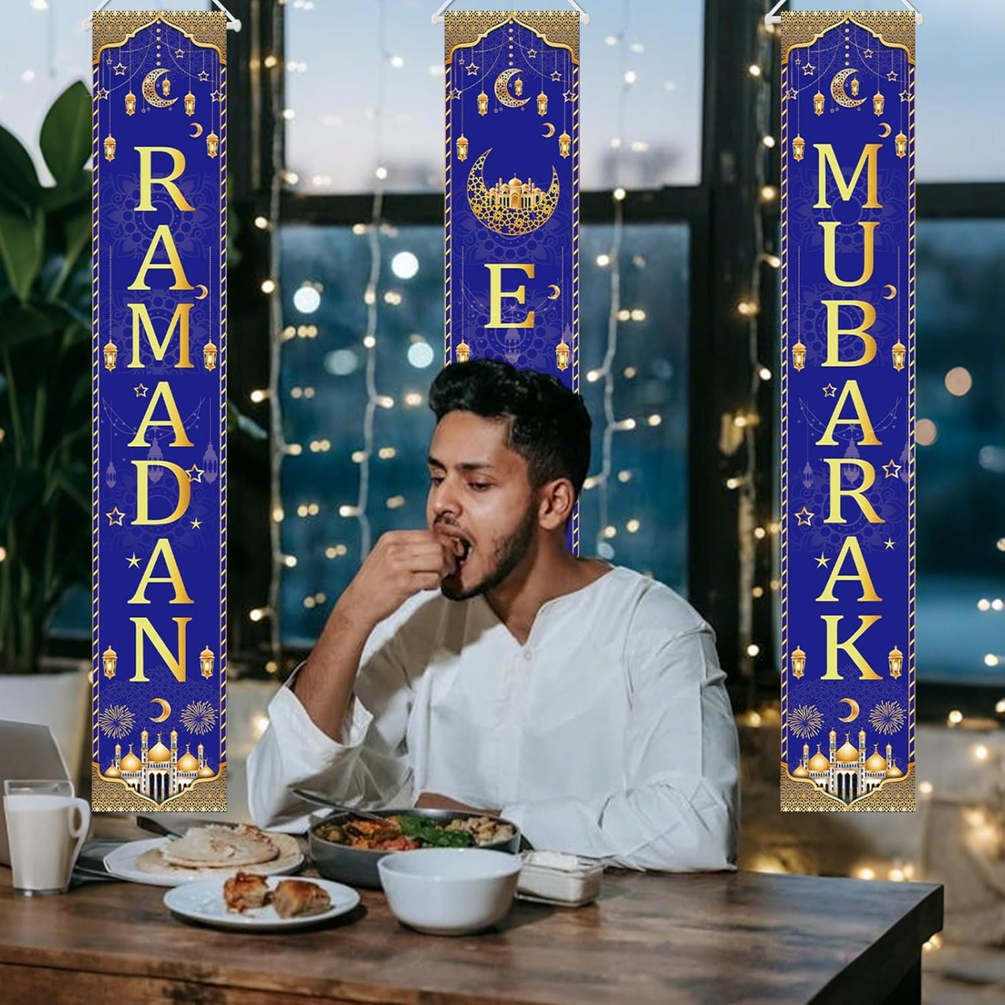 Eid Door Banner Set Large Porch Sign Islamic Home Party Decorations