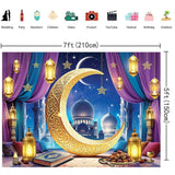 Purple Eid Mubarak Photography Backdrop Islamic Party Banner Decorations