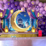 Purple Eid Mubarak Photography Backdrop Islamic Party Banner Decorations