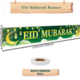 Large Green Eid Mubarak Banner Islamic Outdoor Home Decorations