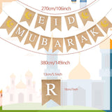 Eid Mubarak Burlap Banner  Moon Star Fireplace Decorations