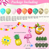 Flamingo Luau Balloon Arch Garland Kit: Hot Pink, Orange, Teal, Gold Foil Balloons