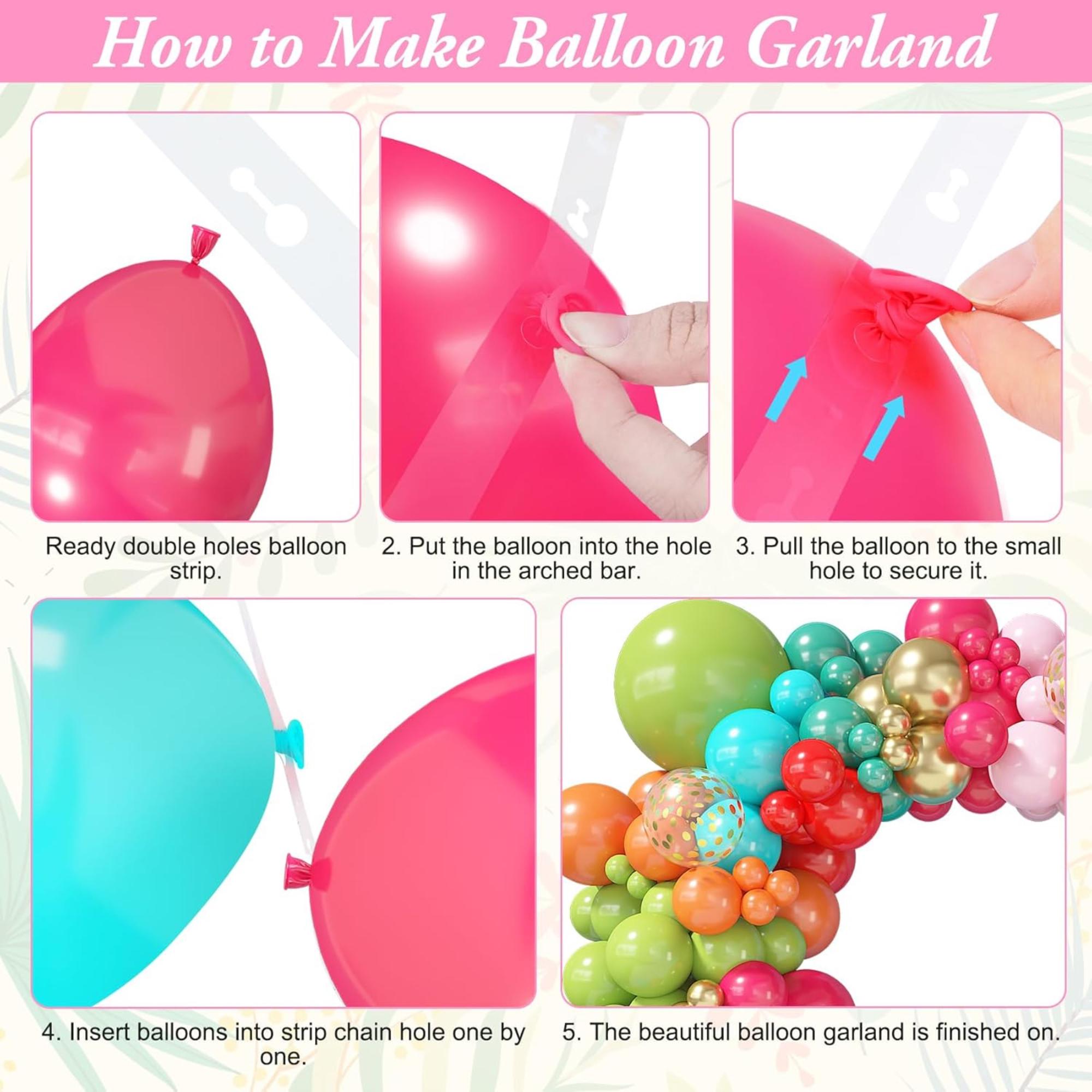Flamingo Luau Balloon Arch Garland Kit: Hot Pink, Orange, Teal, Gold Foil Balloons