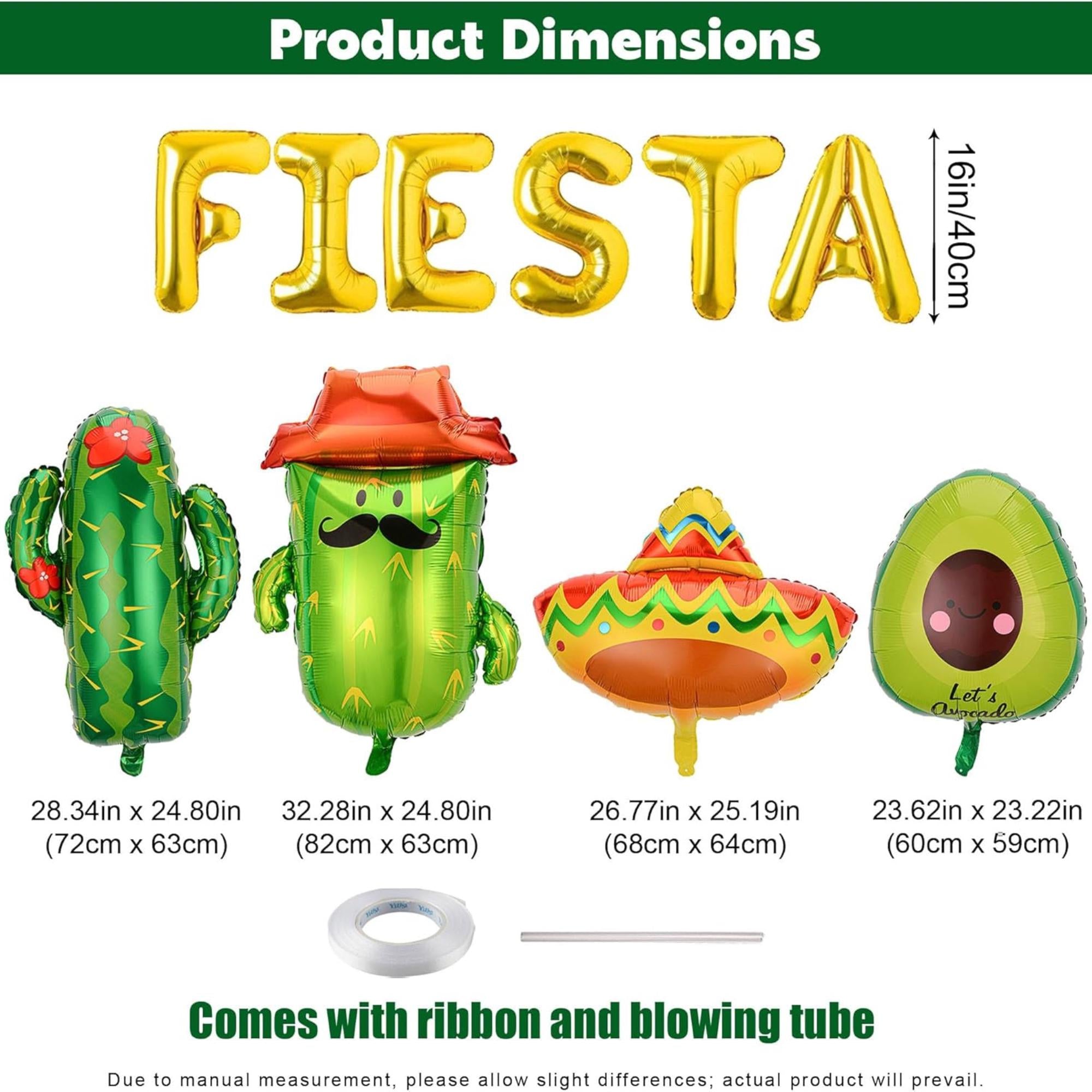 Mexican Fiesta Foil Balloons: Taco, Cactus, Avocado, Sombrero Party Decorations