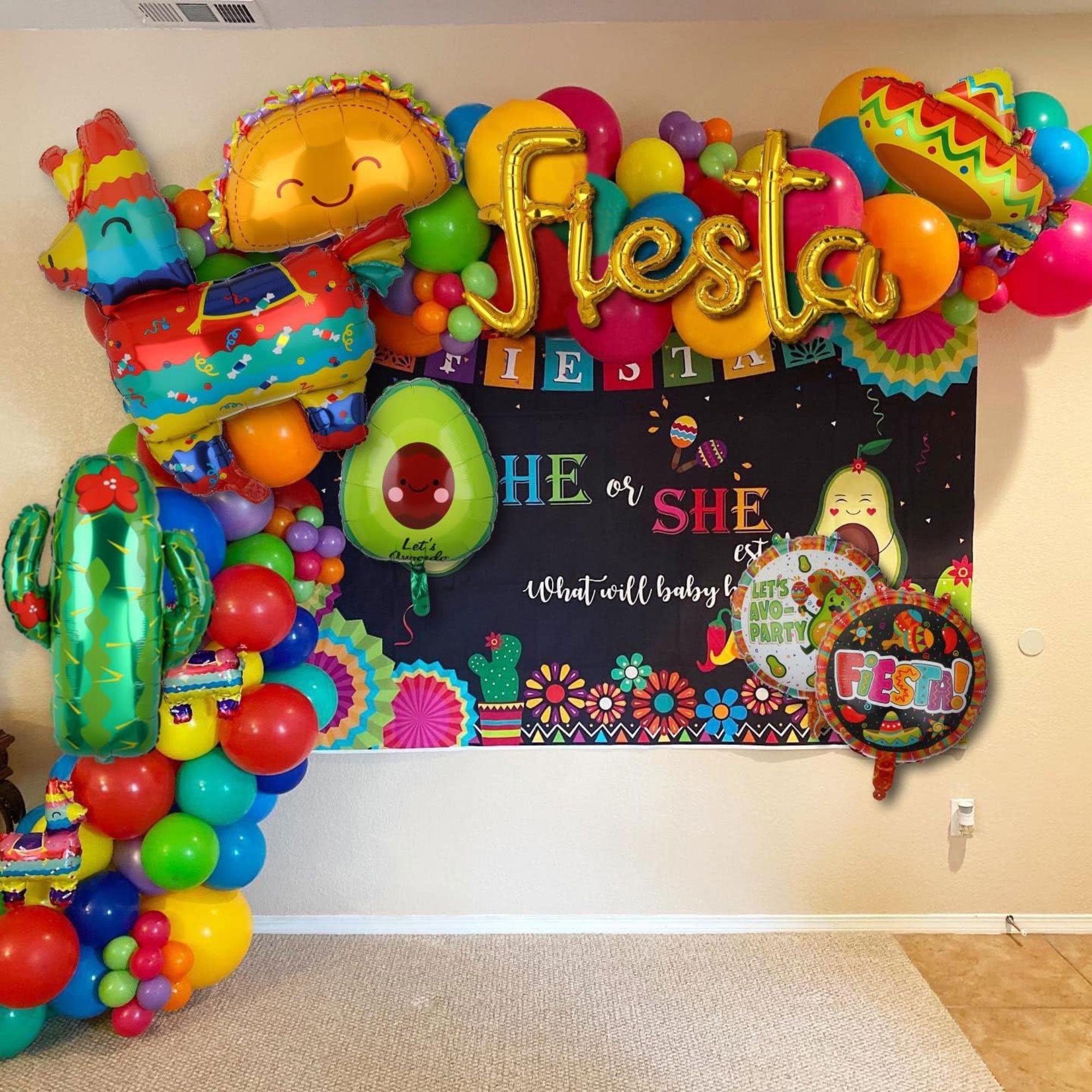 Jumbo Fiesta Balloons: Taco, Llama, Cactus, Sombrero Mylar Foil Party Decorations