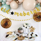 Gold Eid Mubarak Banner with Star Garland - Islamic Party Decor