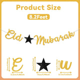 Gold Glitter Eid Mubarak Banner for Party Decorations, Islamic Home Decor