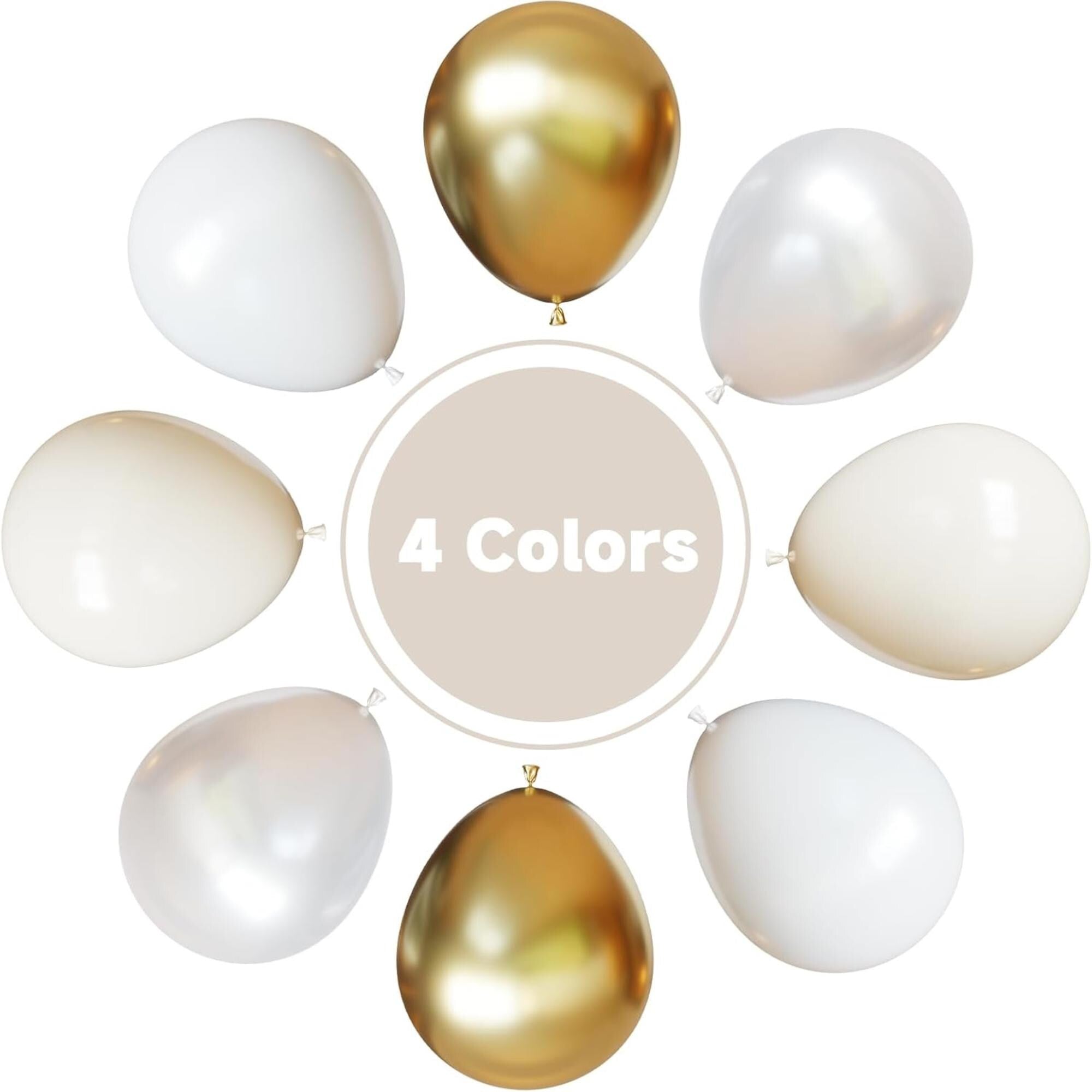 Pearl White Gold Balloons, 12 Inch Latex Party Decor (Eid Ul Adha)