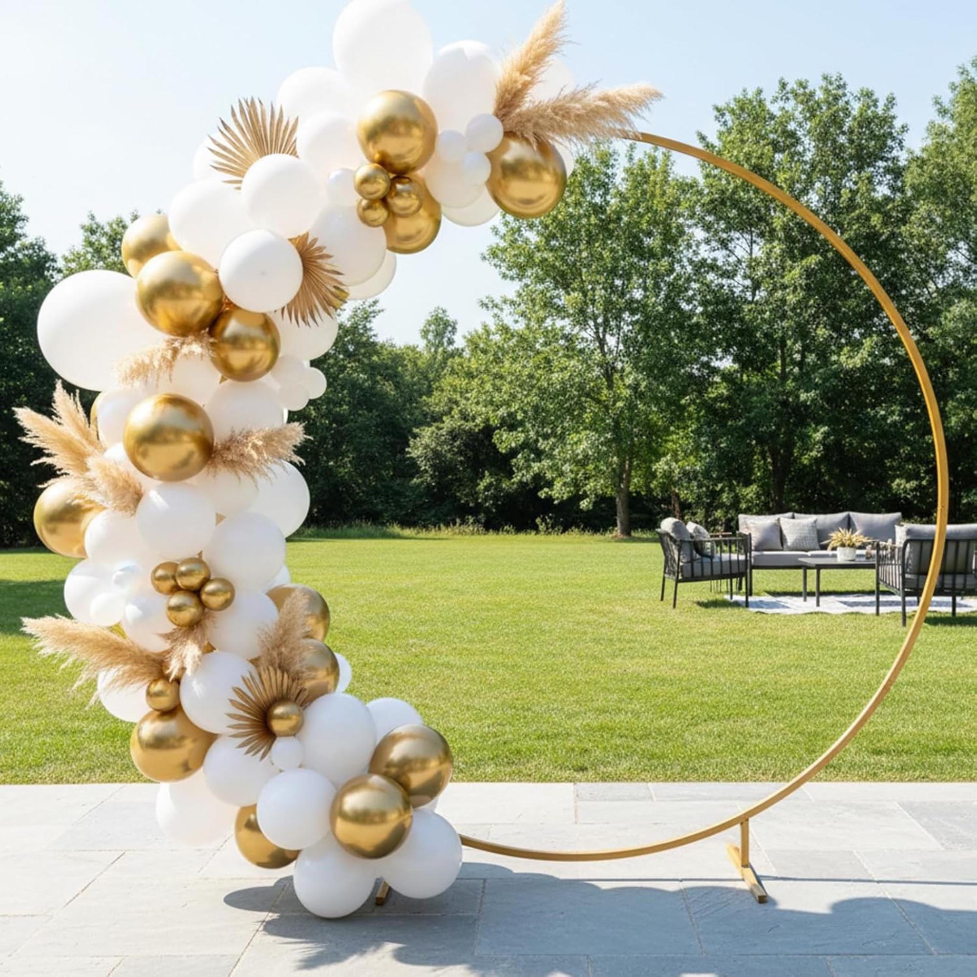 White Gold Balloon Garland Arch Kit for Eid Ul Adha Party Decorations