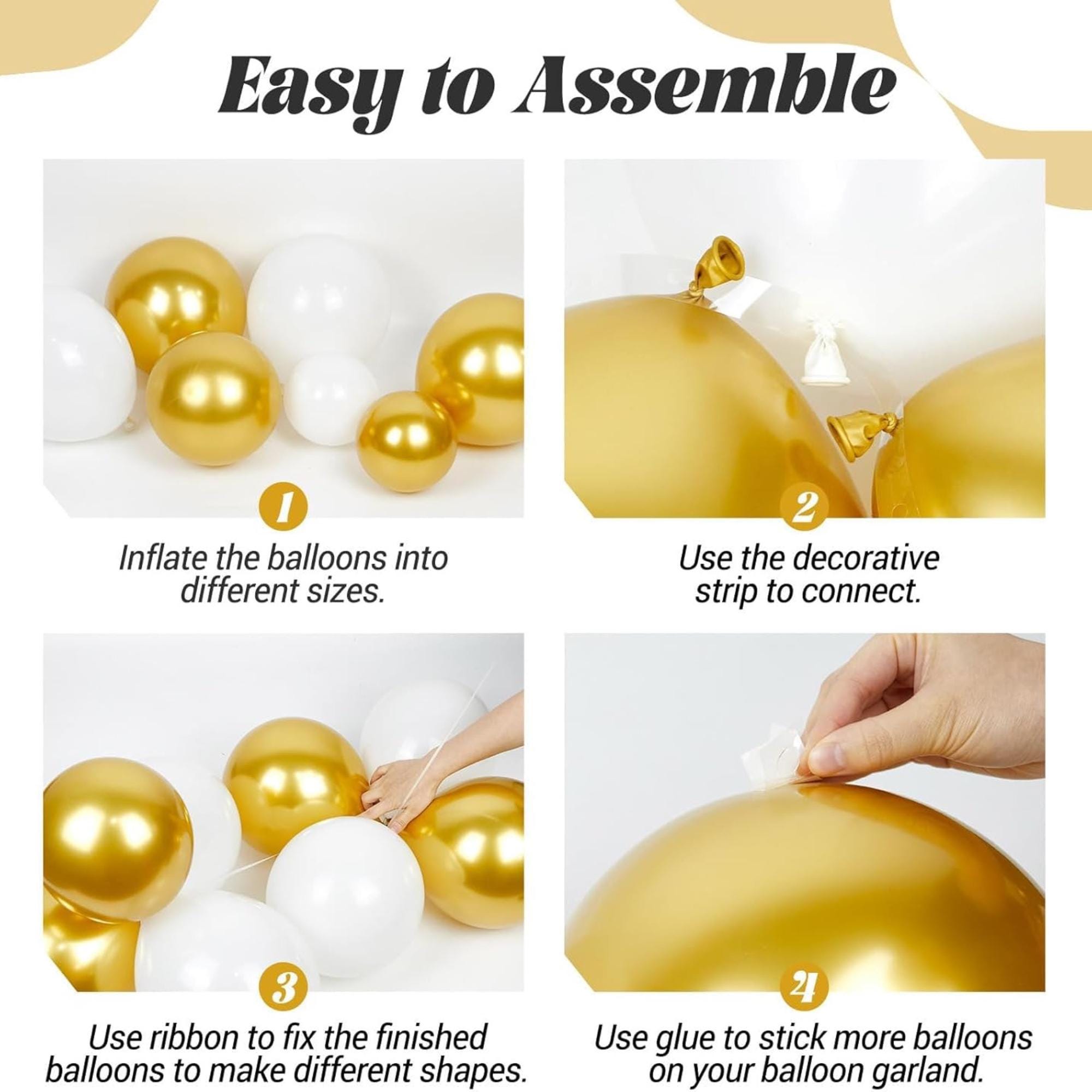 White Gold Balloon Arch Kit: Eid Ul Adha, Ramadan Party Decor