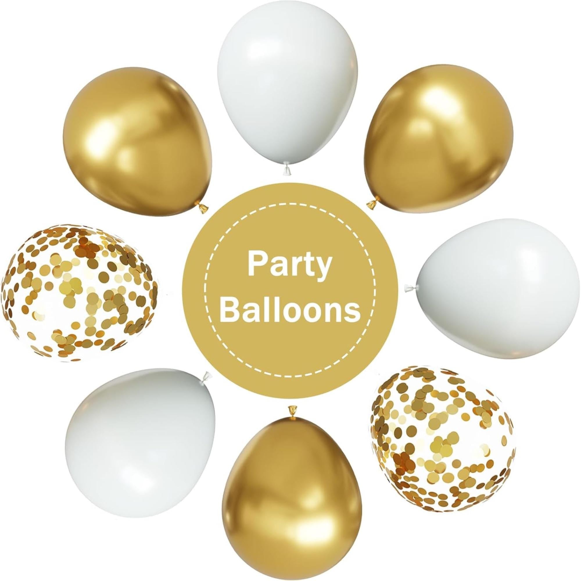 White Gold Confetti Balloons for Eid Ul Adha Party Decorations