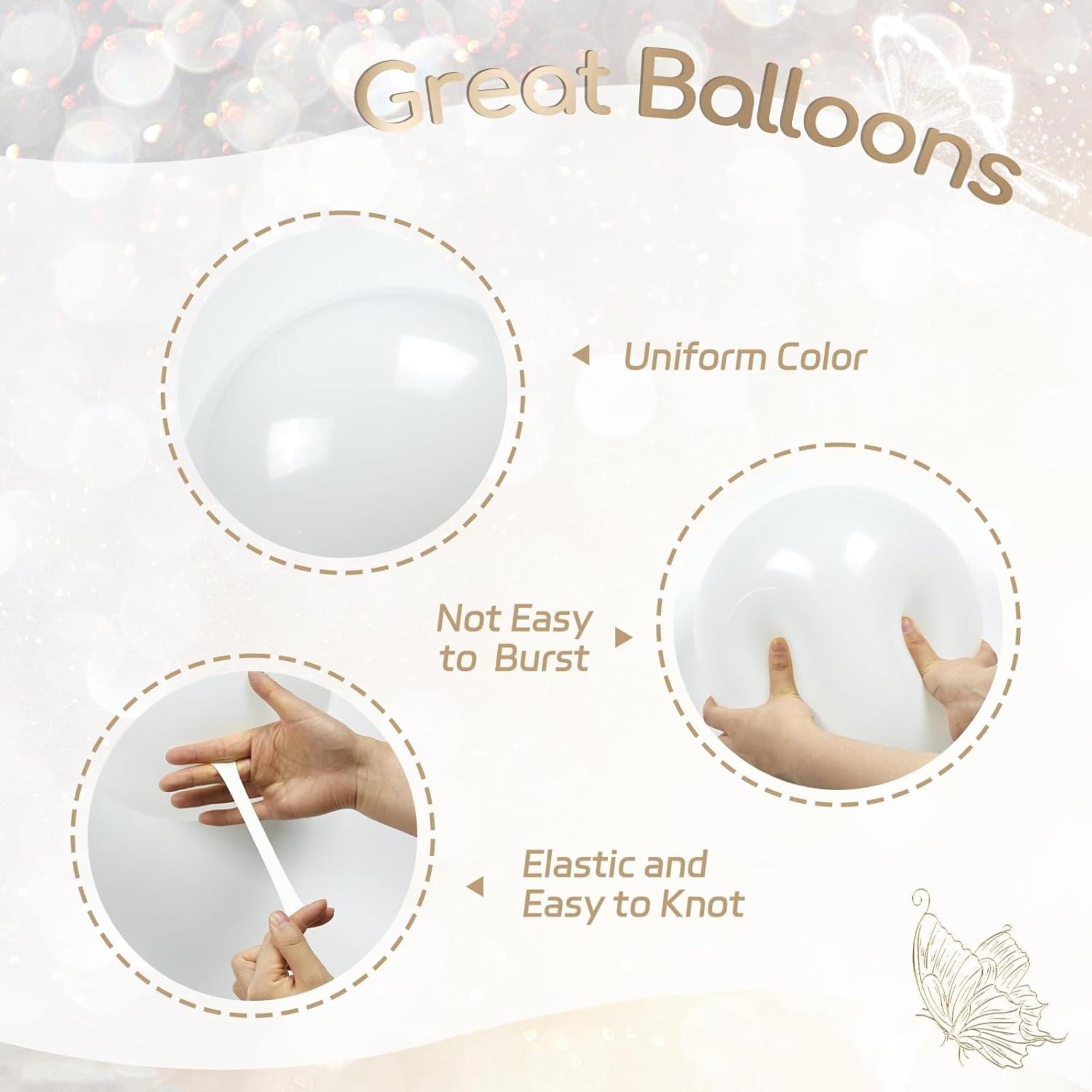 Gold White Balloons for Eid Ul Adha Party Decorations – Metallic Sand Latex Set
