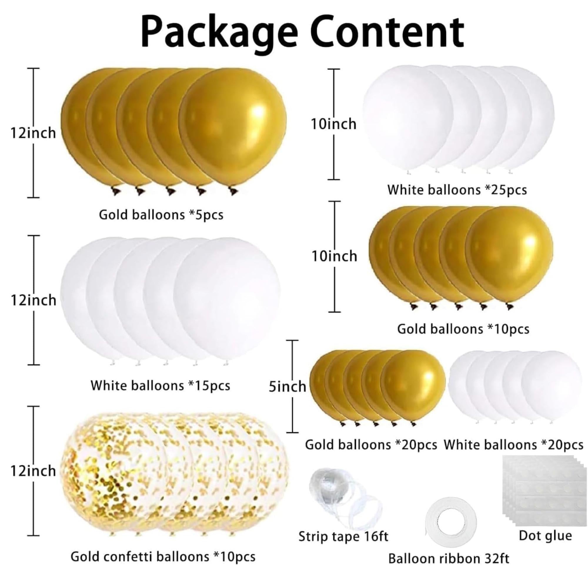 White Gold Balloon Garland Arch Kit: Eid Ul Adha Party Decorations