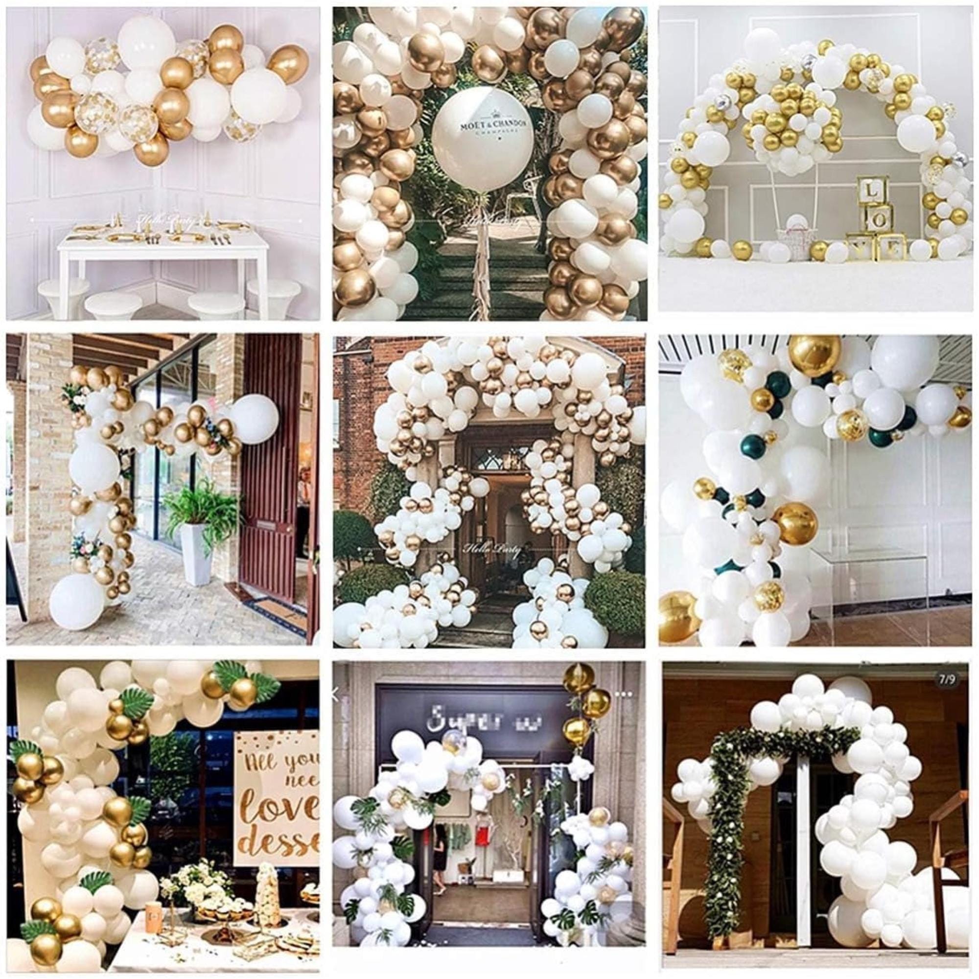 White Gold Balloon Garland Arch Kit: Eid Ul Adha Party Decorations