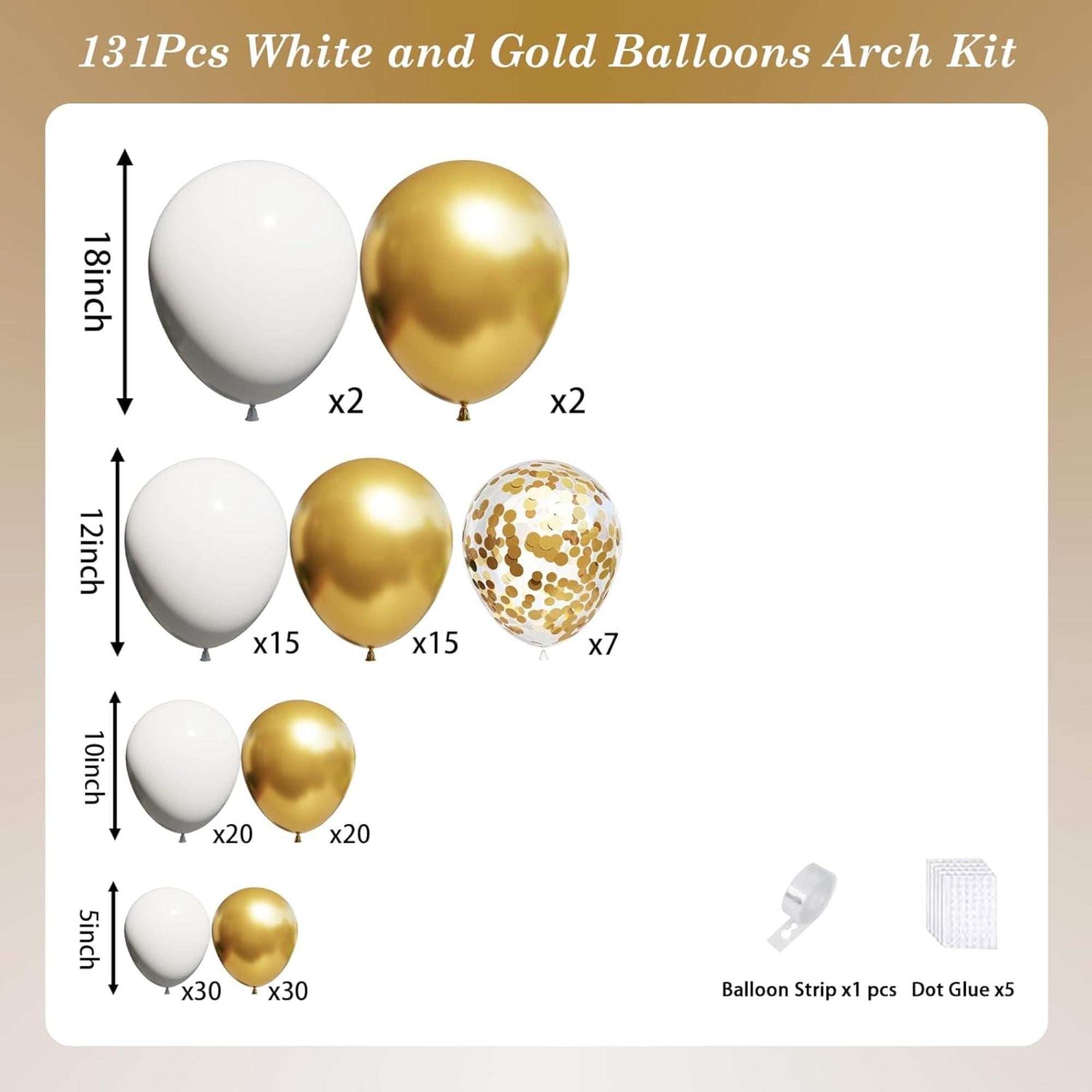 White Gold Balloon Arch Kit for Eid Ul Adha Party Decorations
