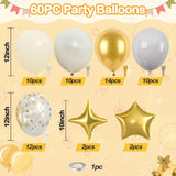 Eid Ul Adha Party Balloons: White, Gold, Grey with Firework & Star Foil Accents