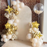 Eid Ul Adha Party Balloons: White, Gold, Grey with Firework & Star Foil Accents