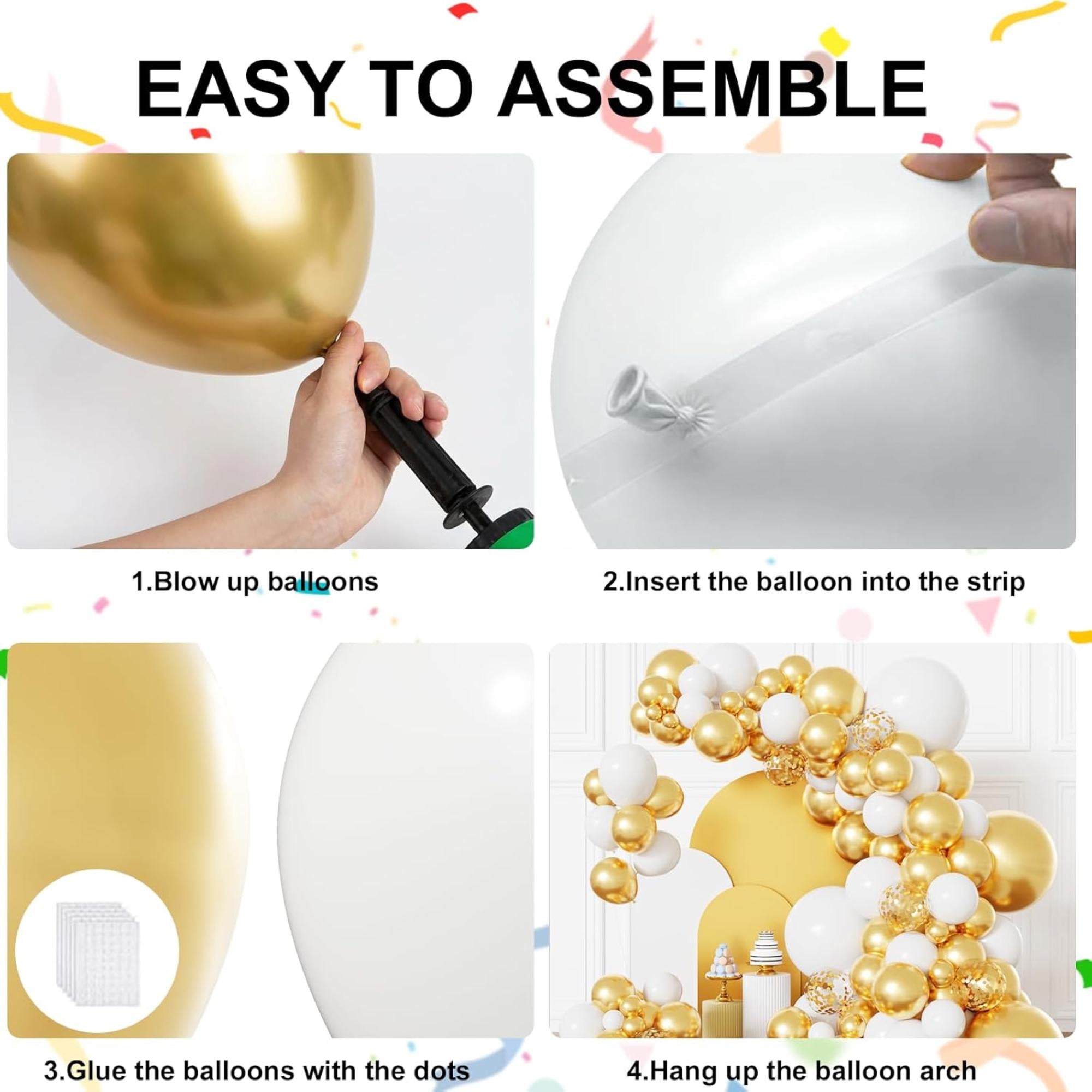White Gold Confetti Balloon Garland Arch Kit for Eid Ul Adha Party Decorations