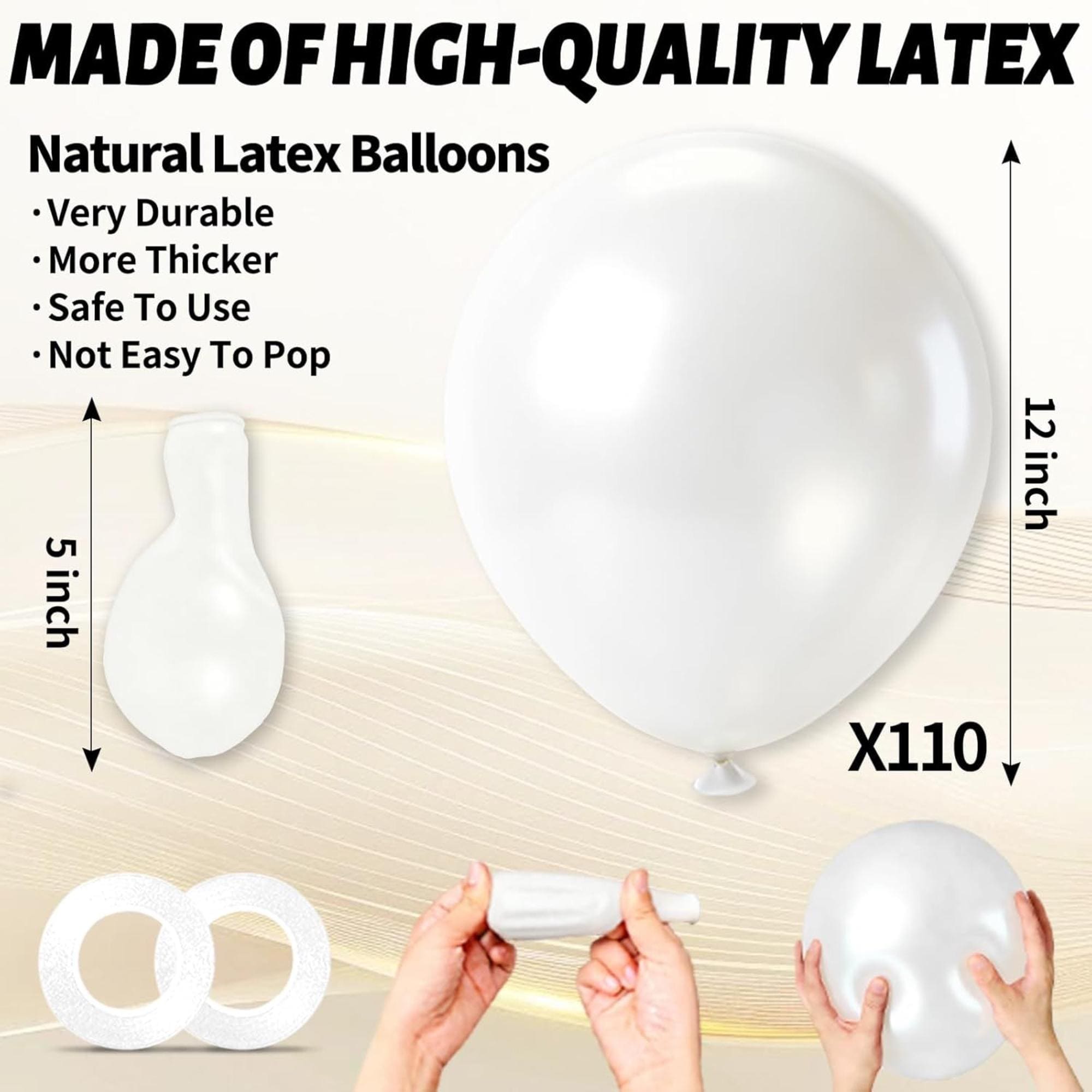 Pearl White Latex Balloons 12 Inch for Eid Ul Adha Party Decorations