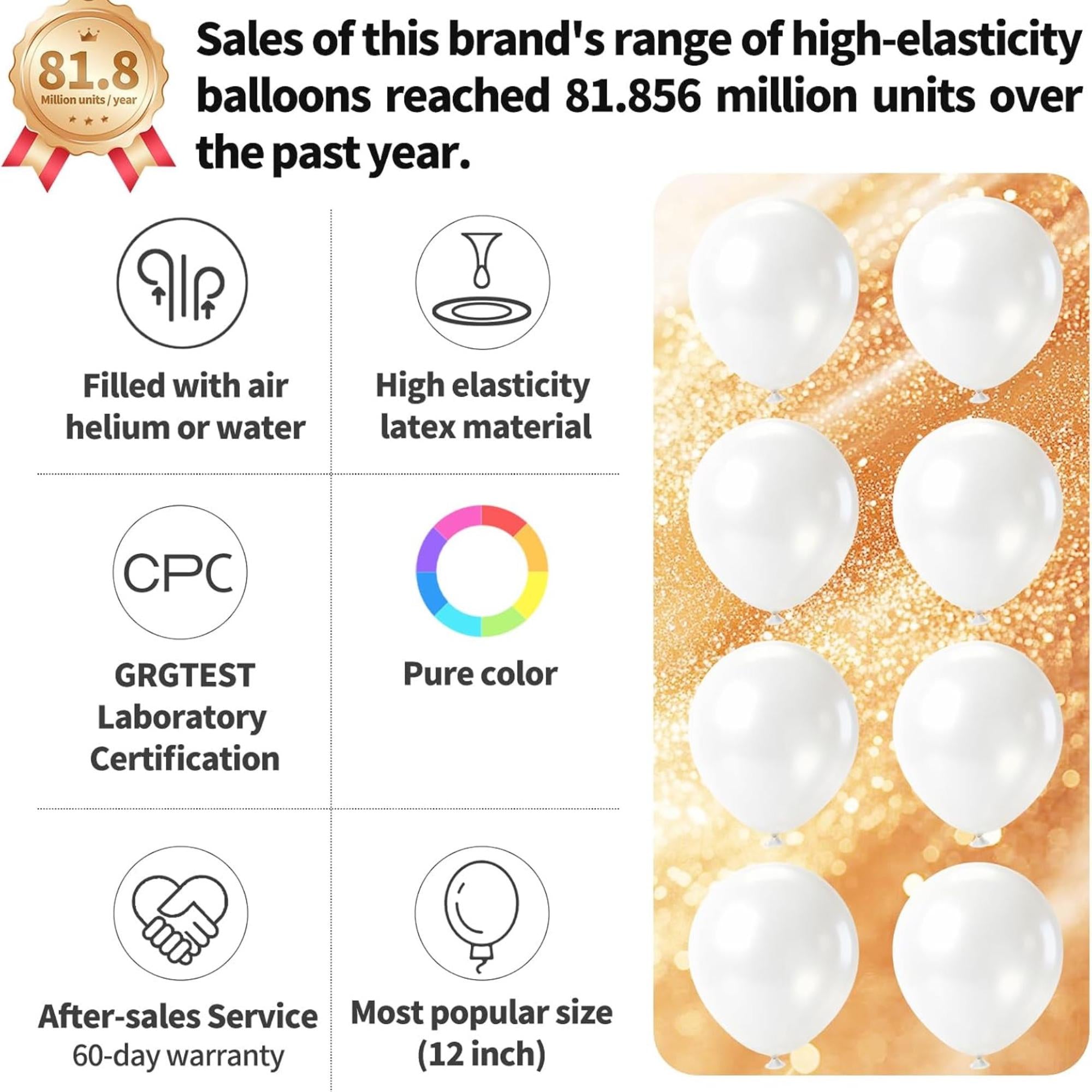 Pearl White Latex Balloons 12 Inch for Eid Ul Adha Party Decorations