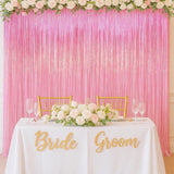 Pink Orange Yellow Confetti Daisy Fringe Curtain Backdrop, Party Decoration