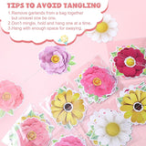 8 Pcs Floral Paper Garland Banners, Mother’s Day Hanging Decorations, Party Supplies