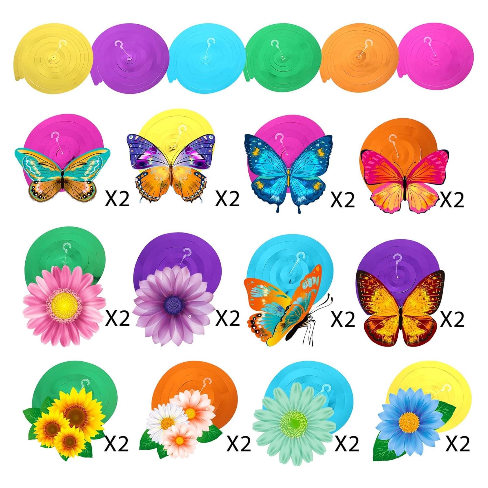 30 Pcs Flower Butterfly Hanging Swirl Decorations, Spring Summer Party Decor