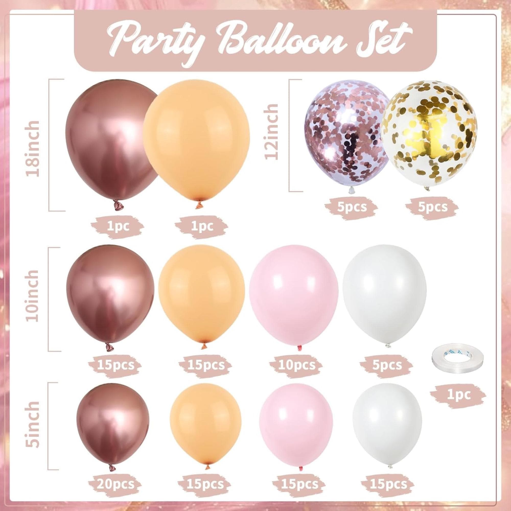 Rose Gold Balloon Arch Kit, Pink White Gold Garland, Party Decor