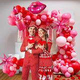 Pink Red Balloon Arch Kit, Star Lip Foil Balloons, Party Decor