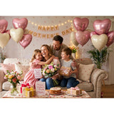 12pcs Heart Foil Balloons, Baby Pink Cream 18Inch Party Decor