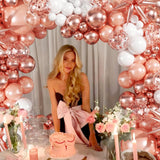 Rose Gold Balloon Garland Kit, Pearl Pink White Confetti Balloons, Birthday Party Arch