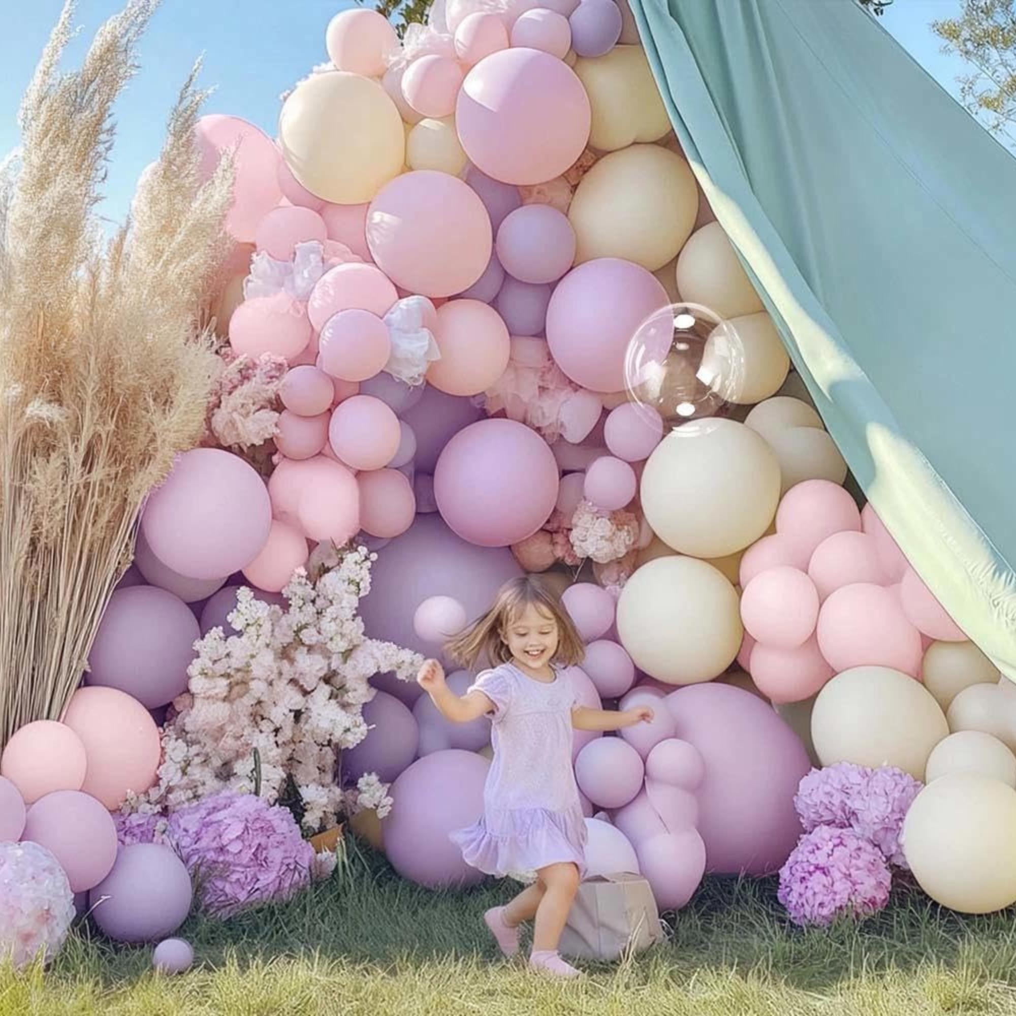 Pastel Balloon Arch Kit, Lavender Lilac Ivory Garland, Double Stuffed Balloons, Bridal Shower Decor