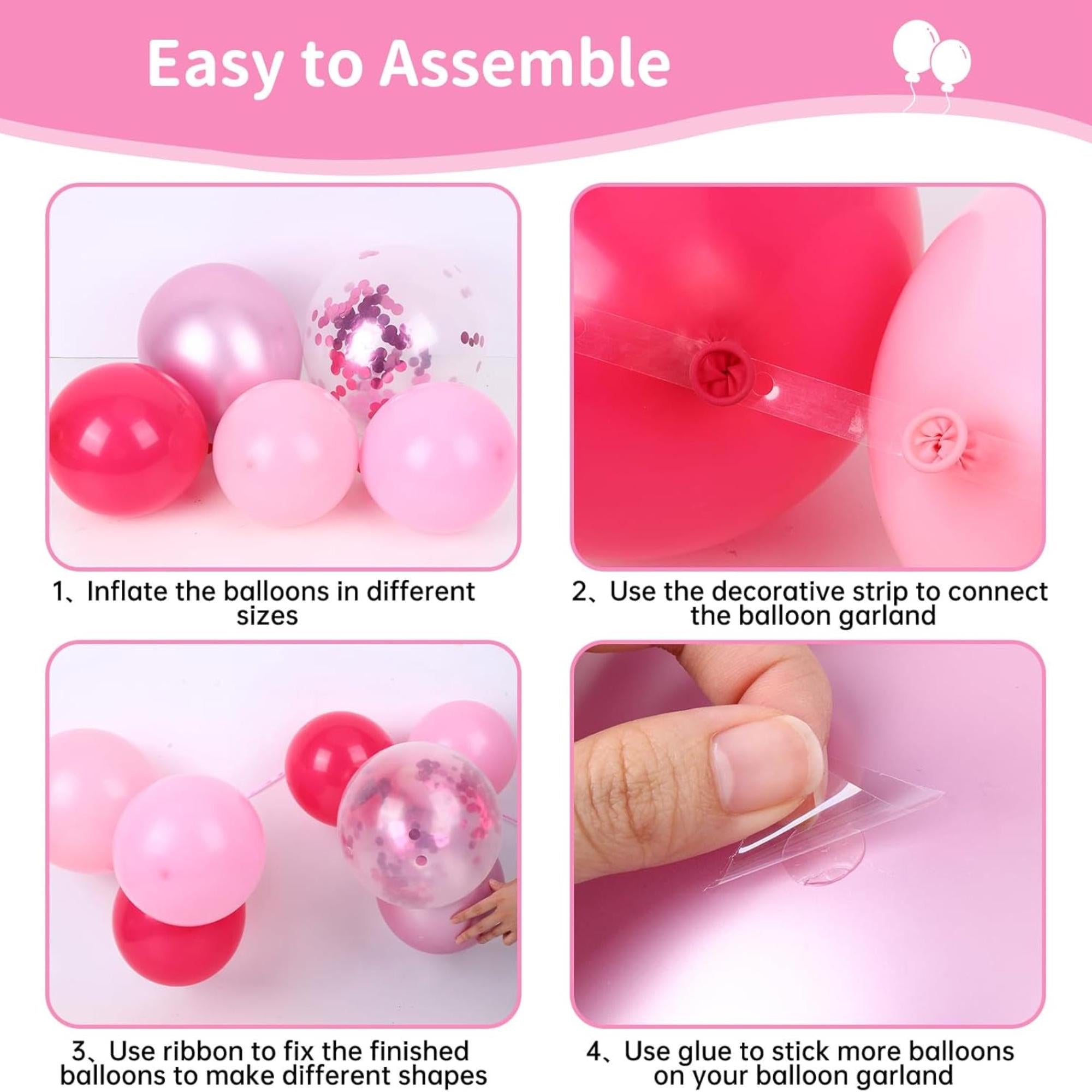 Pink Balloon Arch Kit, Star Balloons, Graduation, Birthday, Mother's Day Party Decorations