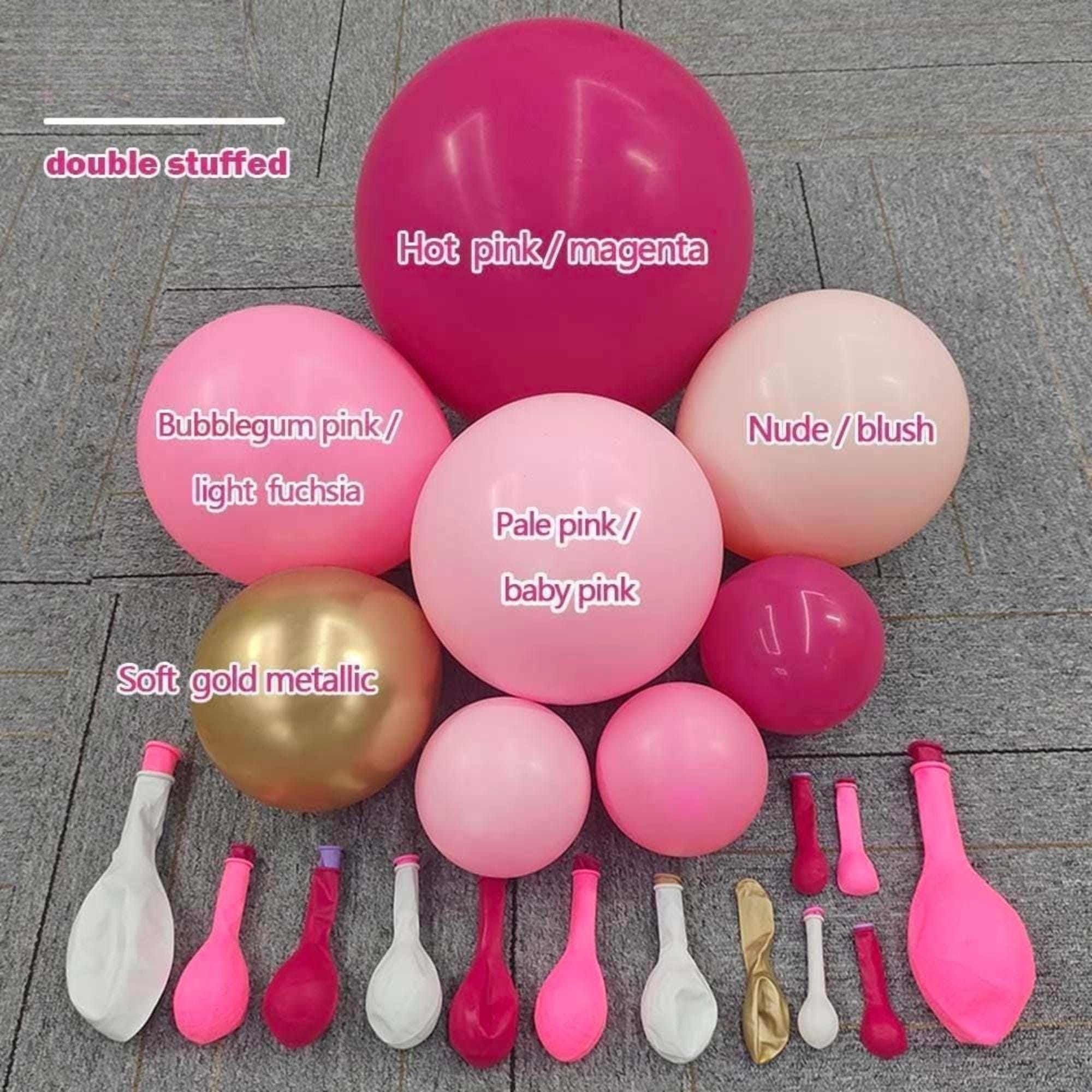 Hot Pink Balloon Arch Kit, Double Stuffed Garland, Birthday Baby Shower Decor