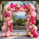 Hot Pink Balloon Arch Kit, Double Stuffed Garland, Birthday Baby Shower Decor