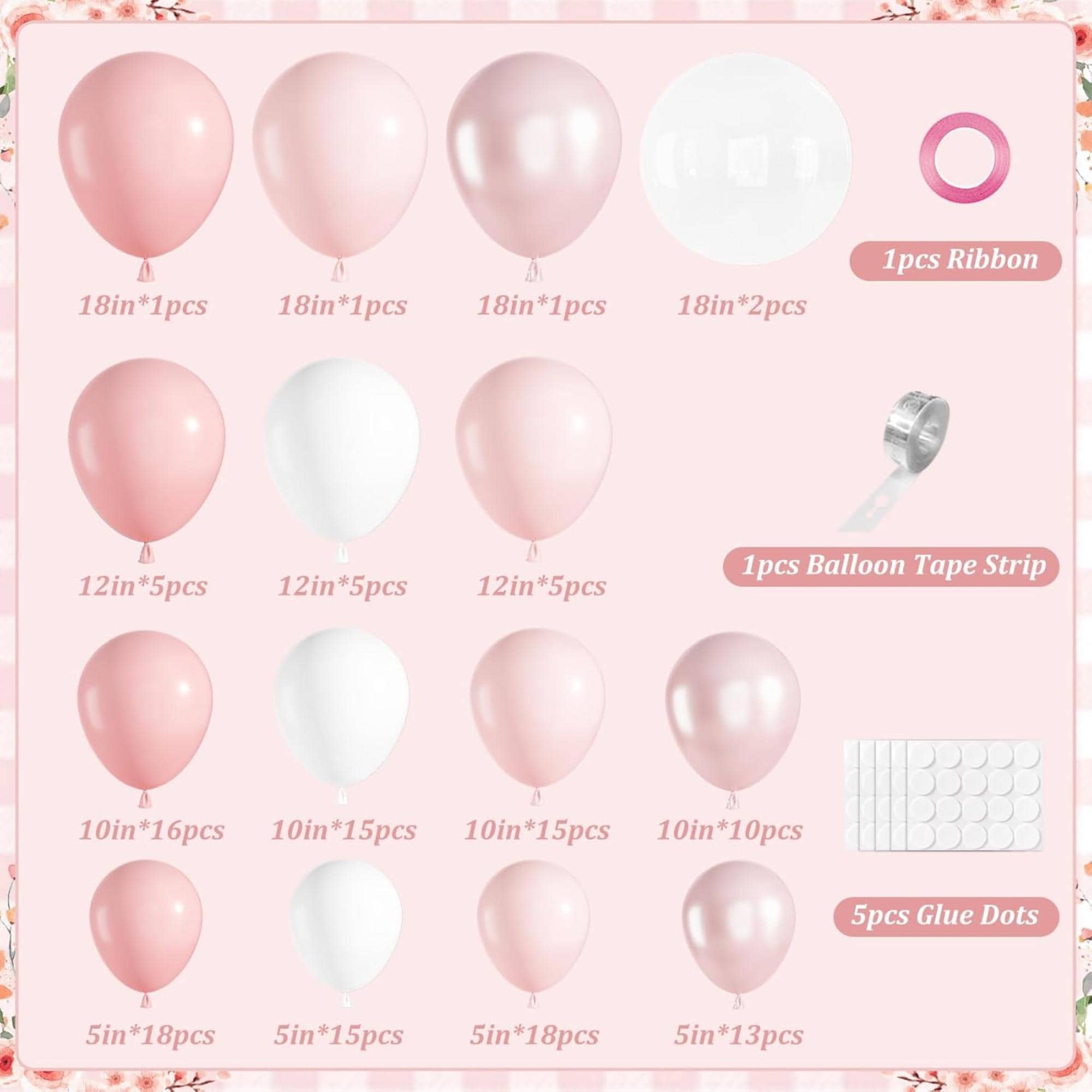 Pink Balloon Arch Garland Kit, Pastel Celebration Decor