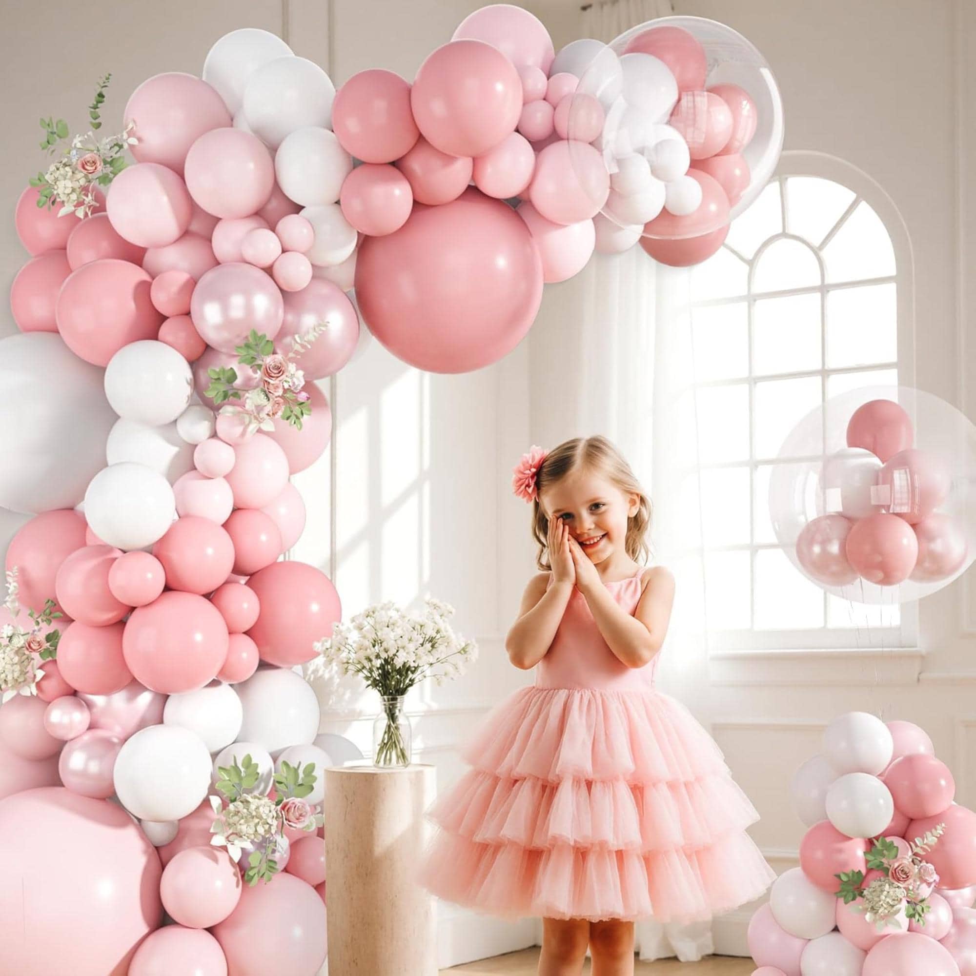 Pink Balloon Arch Garland Kit, Pastel Celebration Decor