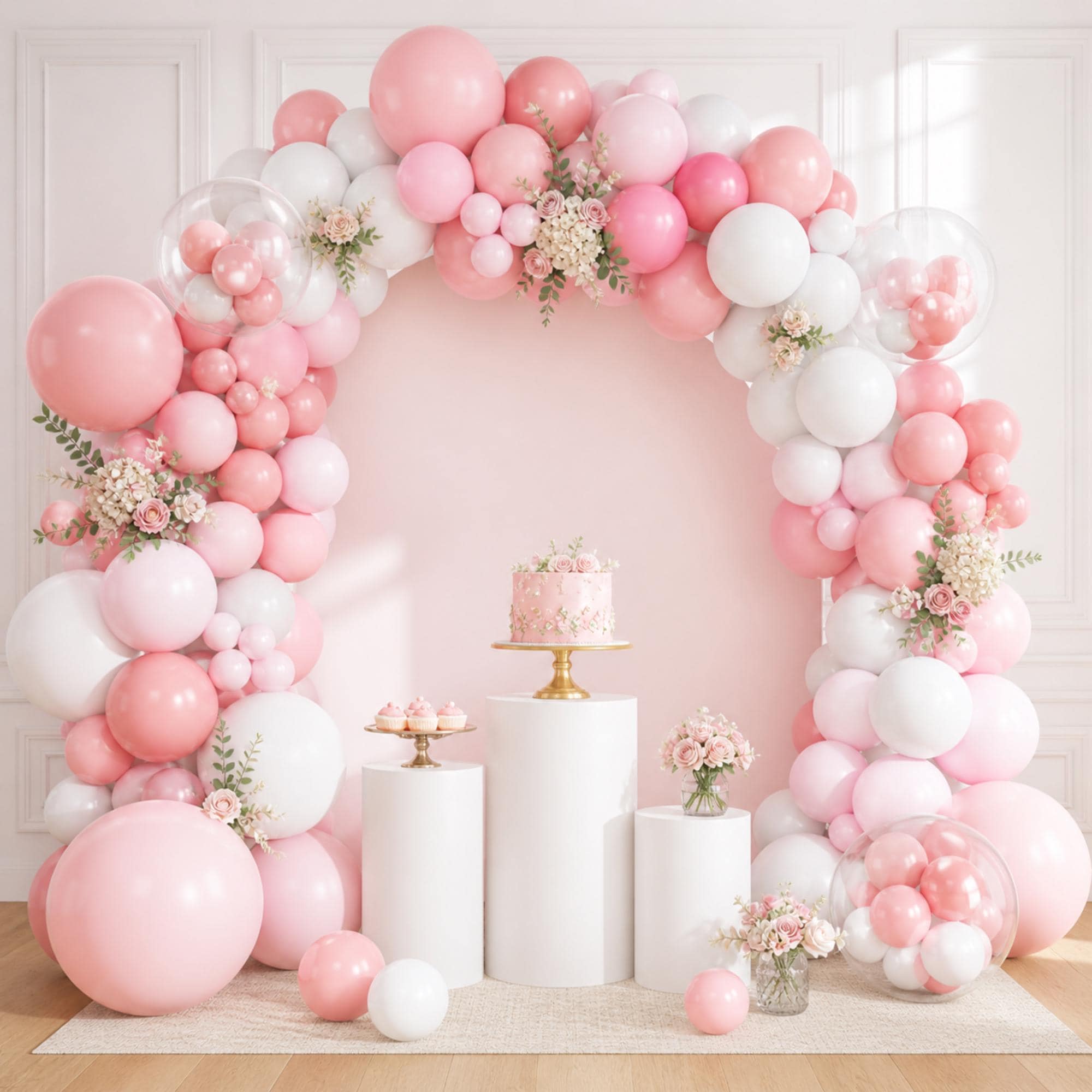Pink Balloon Arch Garland Kit, Pastel Celebration Decor