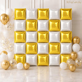 Gold White Square Foil Balloon Arch Garland Kit | Party Backdrop Decoration