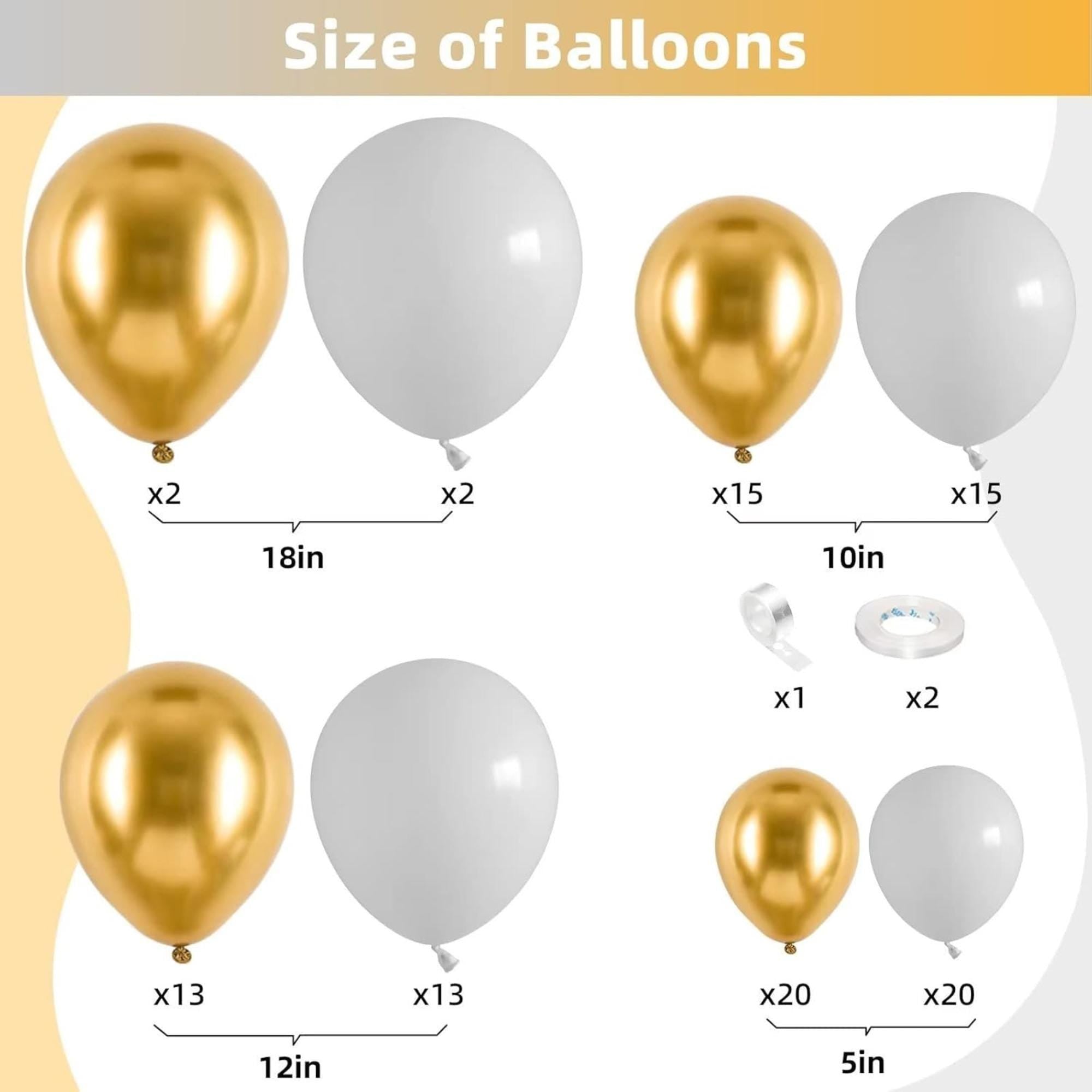 White Gold Balloon Arch Garland Kit | Metallic Latex Party Decor