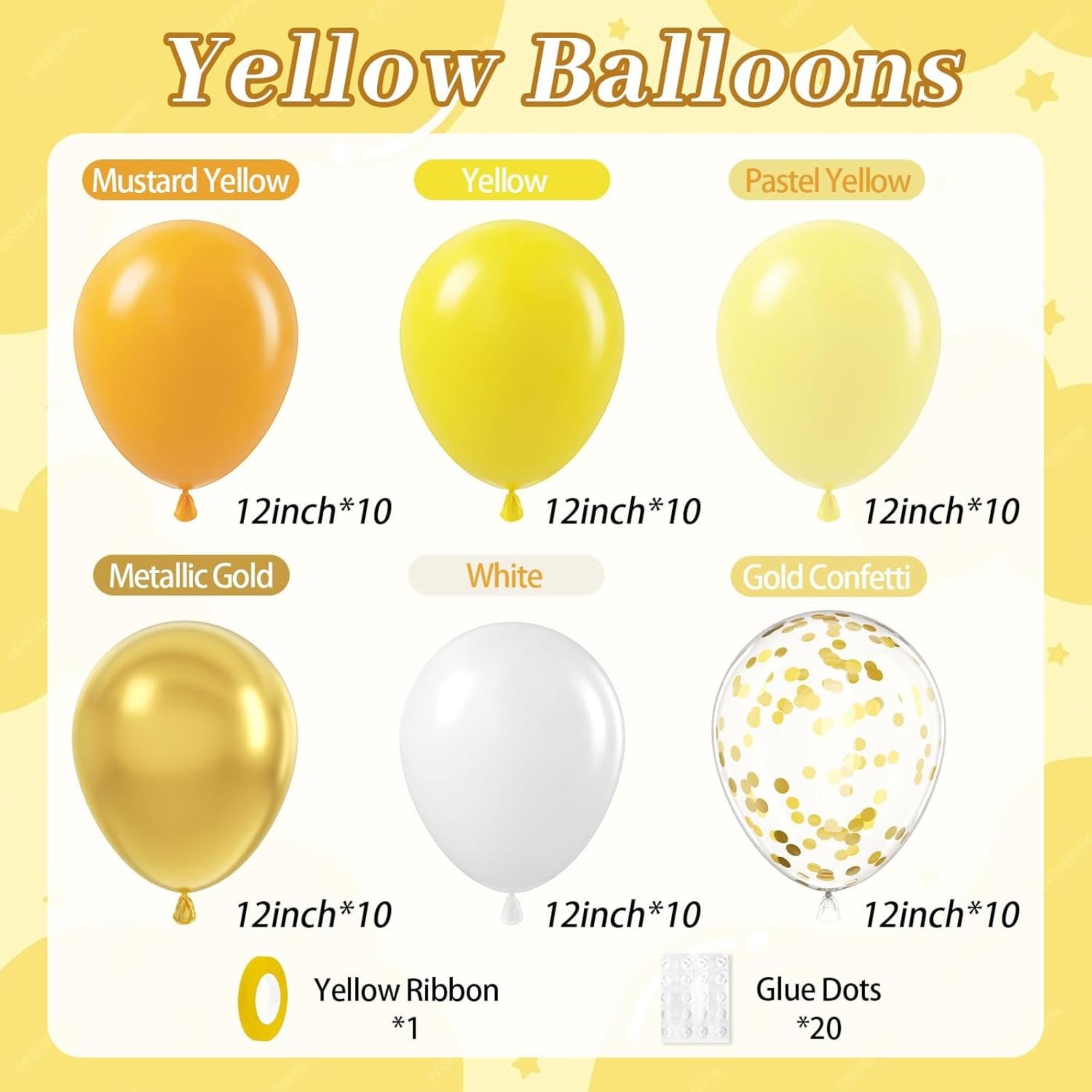 Yellow White Balloon Garland Kit | Mustard Gold Confetti Party Decor