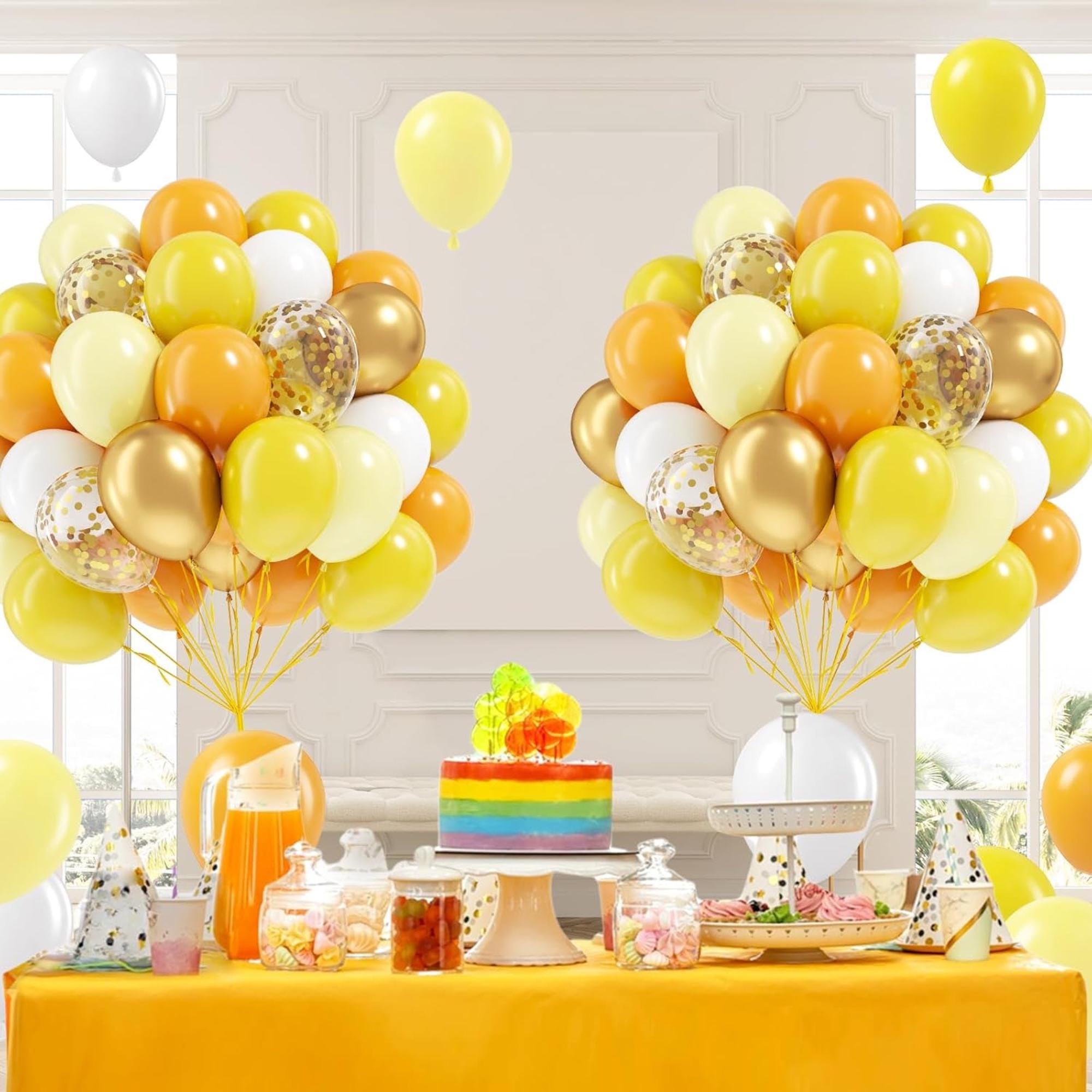 Yellow White Balloon Garland Kit | Mustard Gold Confetti Party Decor