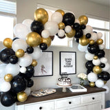 Black Gold White Confetti Balloons | 50 Pcs Latex Party Decor