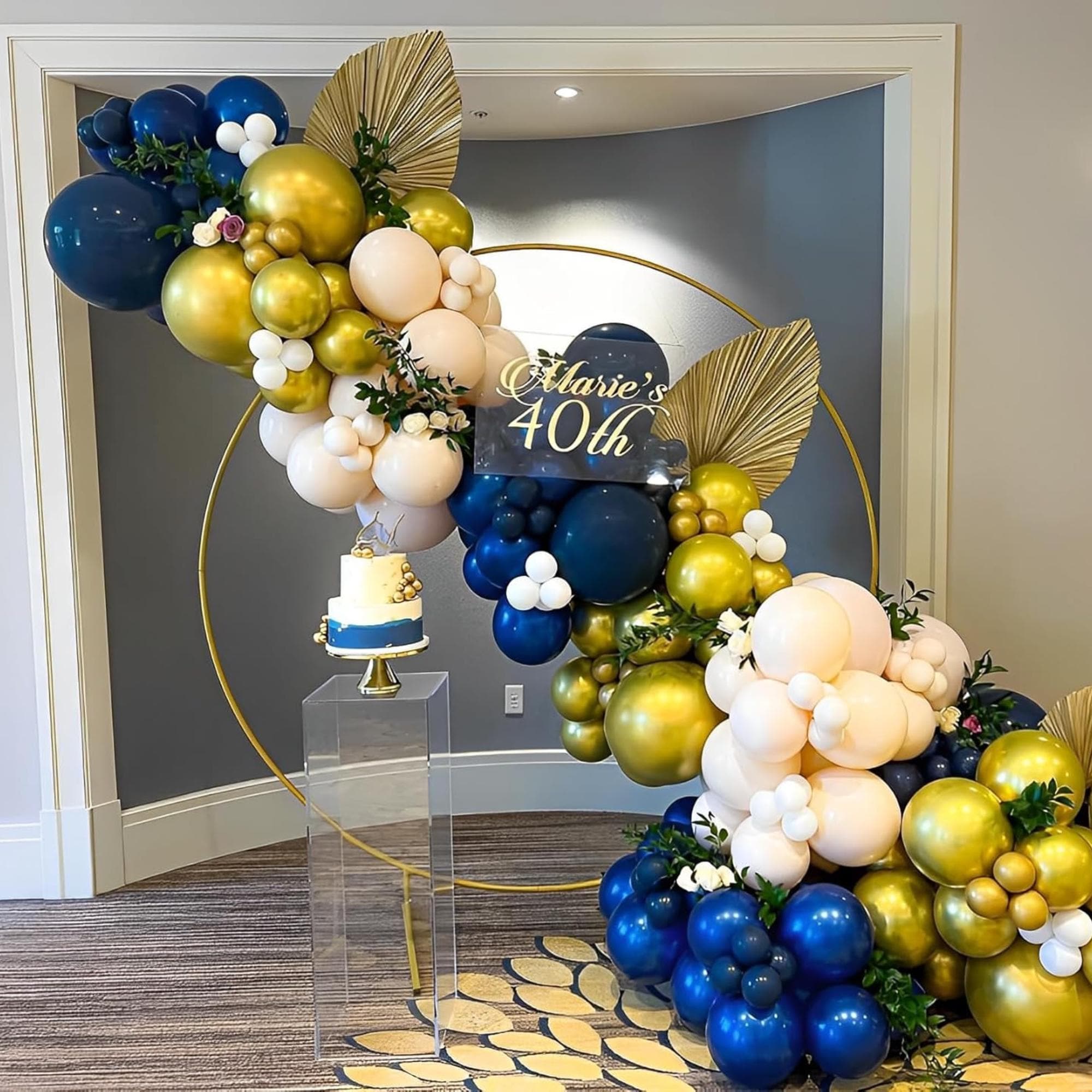 Navy Gold White Balloons | 50 Pcs Latex Party Decor (Eid ul Adha, Birthday)
