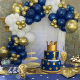 Navy Gold White Balloons | 50 Pcs Latex Party Decor (Eid ul Adha, Birthday)