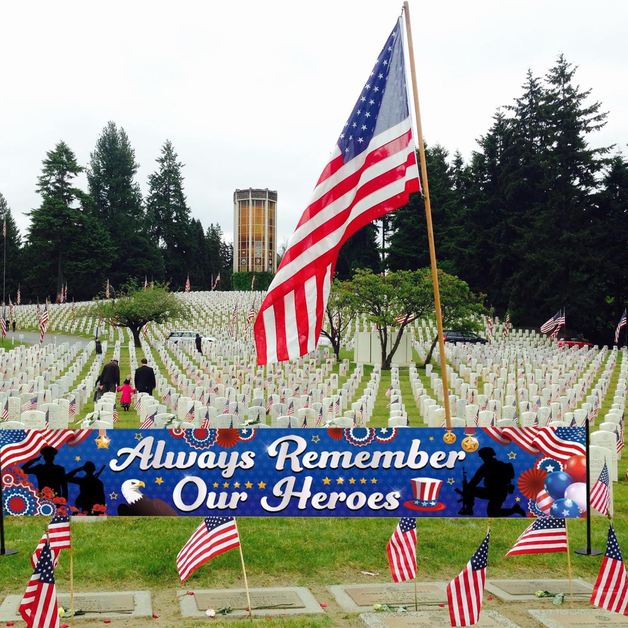 Memorial Day Garden Banner, Patriotic Outdoor Yard Sign, Remembrance Decor