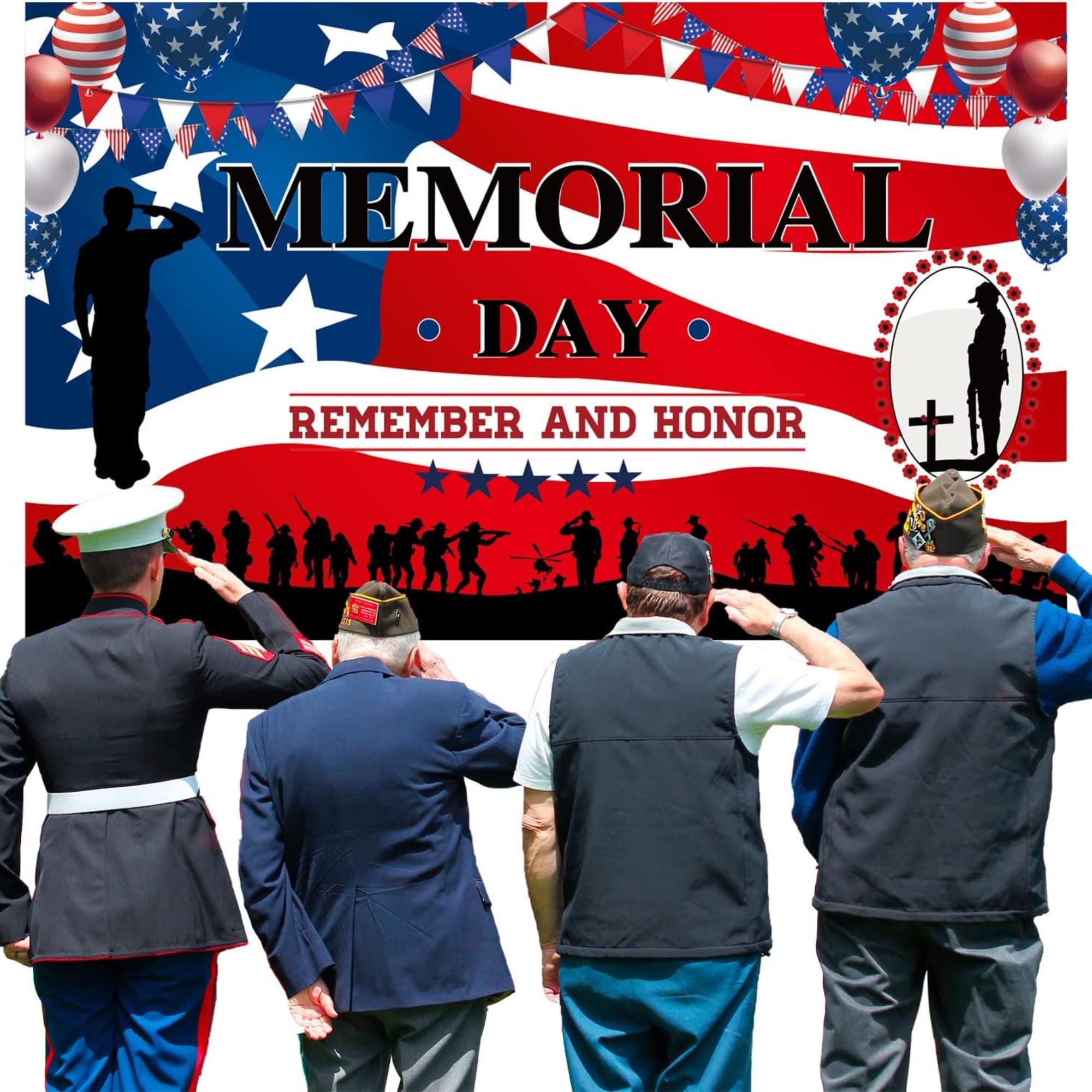Patriotic Memorial Day Banner: Remember and Honor USA Wall Decor